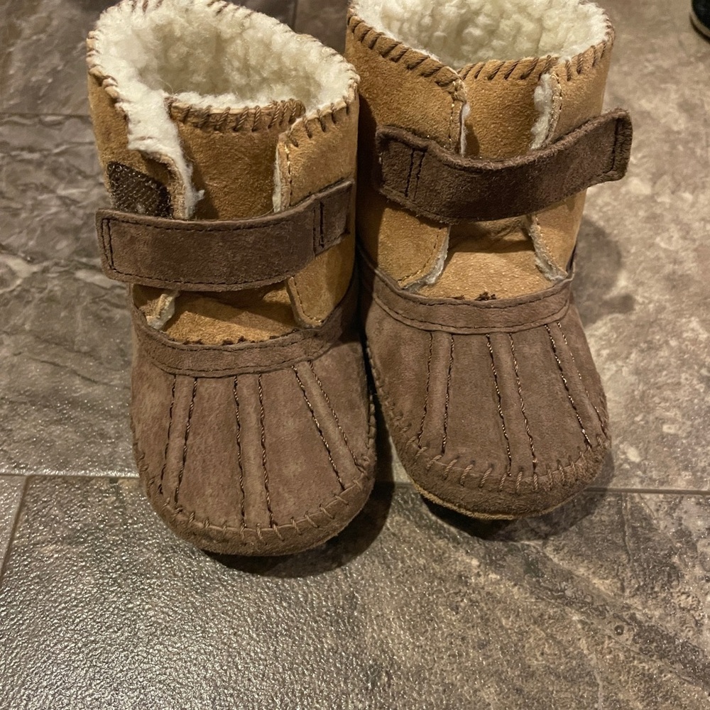 Robeez Tan and Brown Baby Boots
